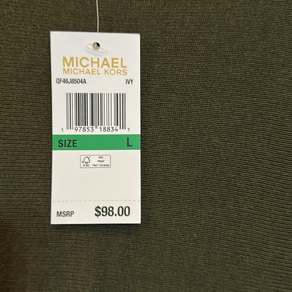 Michael by Michael Kors Olive Green Women's lightweight sweater Top NWT size lg - Picture 3 of 6